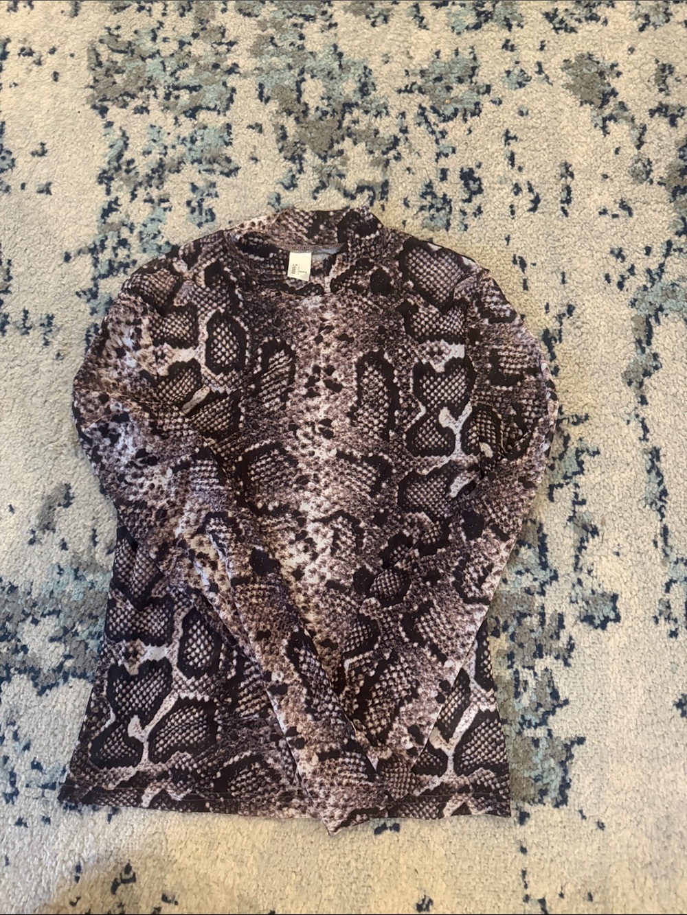 Snake Print Reptile-Themed Long Sleeve Top - Brown/Black